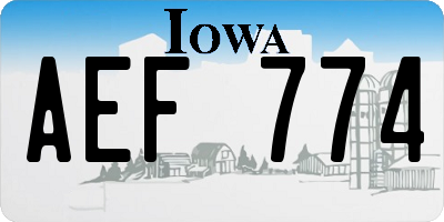 IA license plate AEF774
