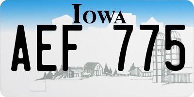 IA license plate AEF775