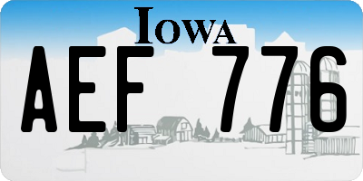 IA license plate AEF776