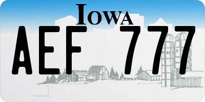 IA license plate AEF777