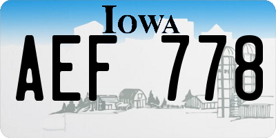 IA license plate AEF778