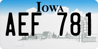 IA license plate AEF781