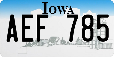 IA license plate AEF785