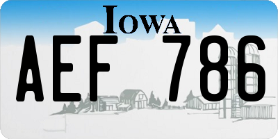 IA license plate AEF786