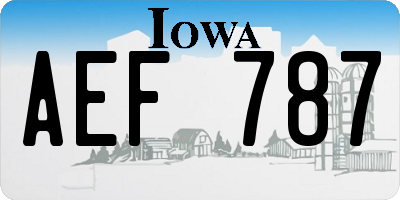 IA license plate AEF787