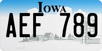 IA license plate AEF789