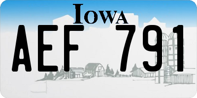 IA license plate AEF791