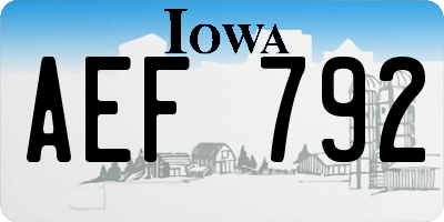 IA license plate AEF792