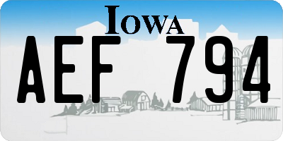 IA license plate AEF794