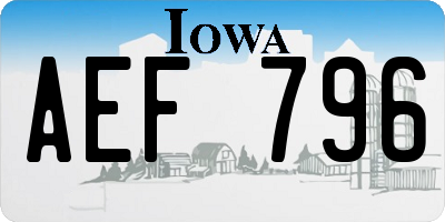 IA license plate AEF796
