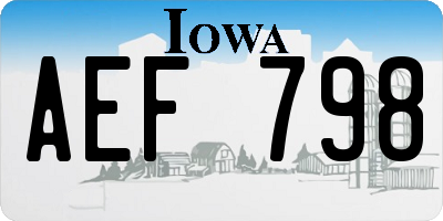 IA license plate AEF798