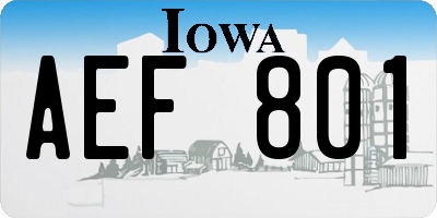 IA license plate AEF801