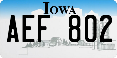 IA license plate AEF802