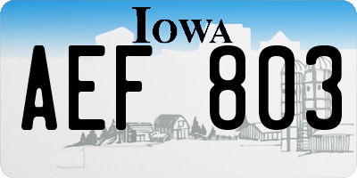 IA license plate AEF803