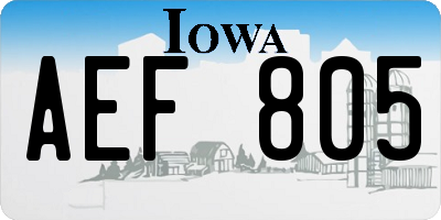 IA license plate AEF805