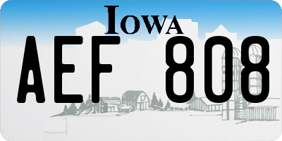 IA license plate AEF808