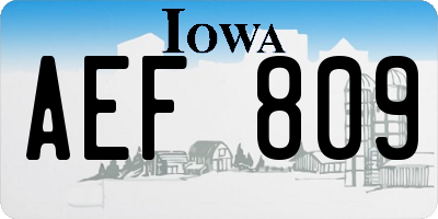 IA license plate AEF809