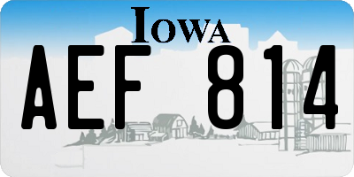 IA license plate AEF814