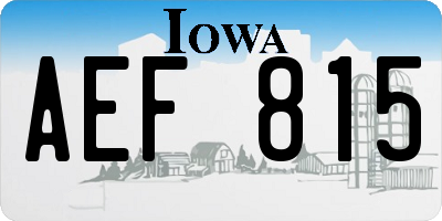 IA license plate AEF815