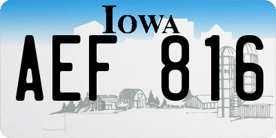 IA license plate AEF816