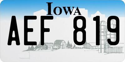 IA license plate AEF819