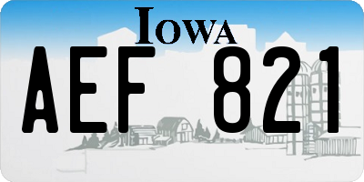 IA license plate AEF821