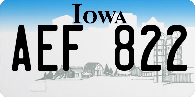 IA license plate AEF822