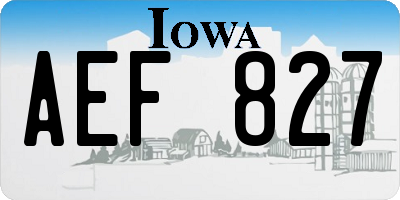 IA license plate AEF827