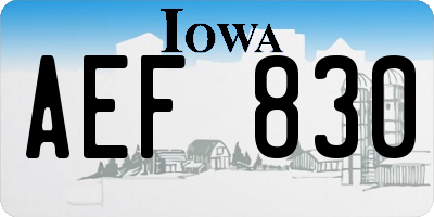 IA license plate AEF830