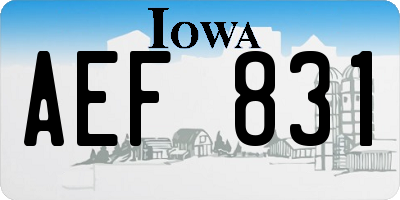 IA license plate AEF831