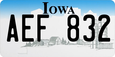 IA license plate AEF832