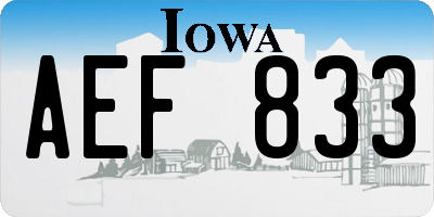 IA license plate AEF833