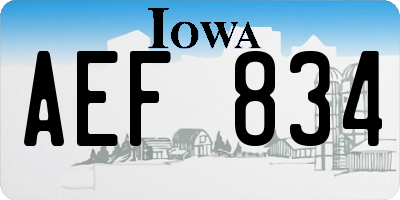 IA license plate AEF834