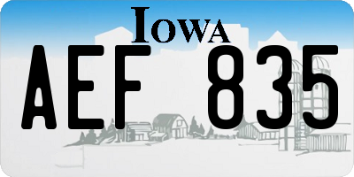 IA license plate AEF835