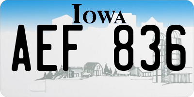 IA license plate AEF836