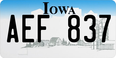 IA license plate AEF837