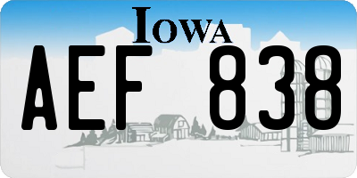 IA license plate AEF838