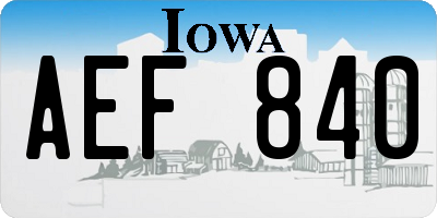 IA license plate AEF840