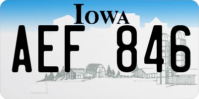 IA license plate AEF846