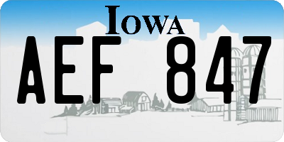IA license plate AEF847
