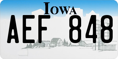 IA license plate AEF848