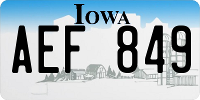 IA license plate AEF849