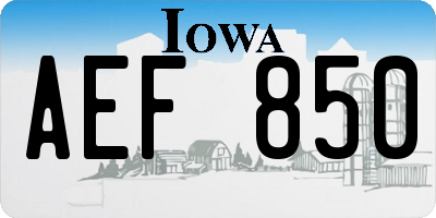 IA license plate AEF850