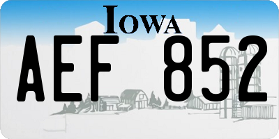 IA license plate AEF852