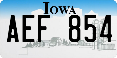 IA license plate AEF854