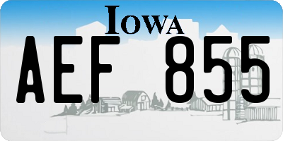 IA license plate AEF855