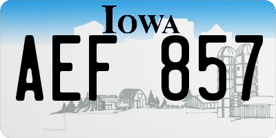 IA license plate AEF857