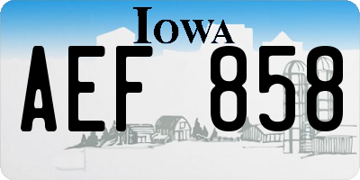 IA license plate AEF858