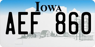 IA license plate AEF860