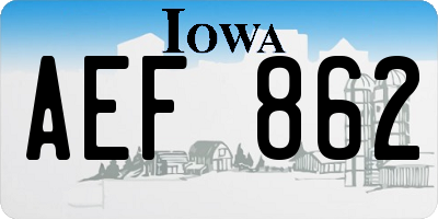 IA license plate AEF862